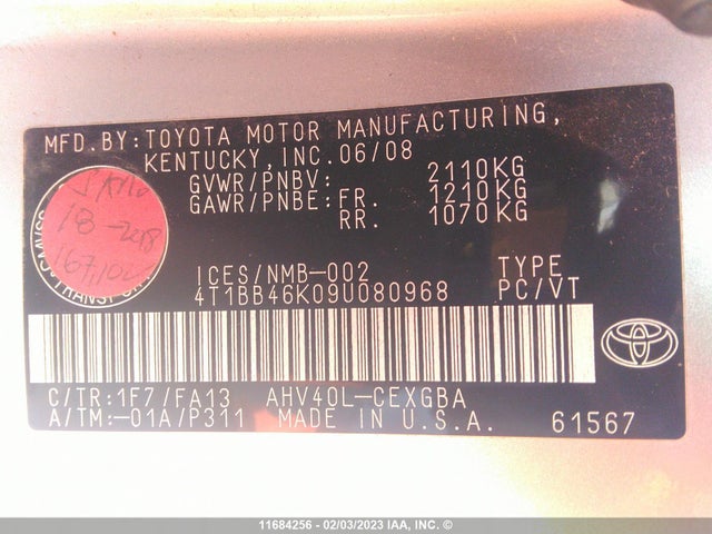 Toyota CAMRY HYBRID 2009 4T1BB46K09U080968 Image 10