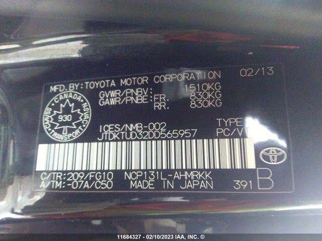 Toyota Yaris 2013 JTDKTUD32DD565957 Image 10