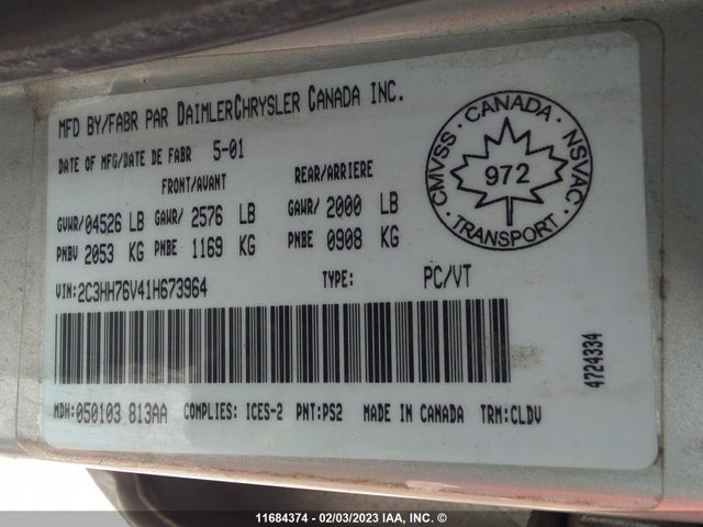 2C3HH76V41H673964 Chrysler Intrepid R/t