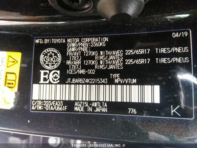 JTJBARBZ4K2215343 Lexus Nx 300 Base/300 F-sport