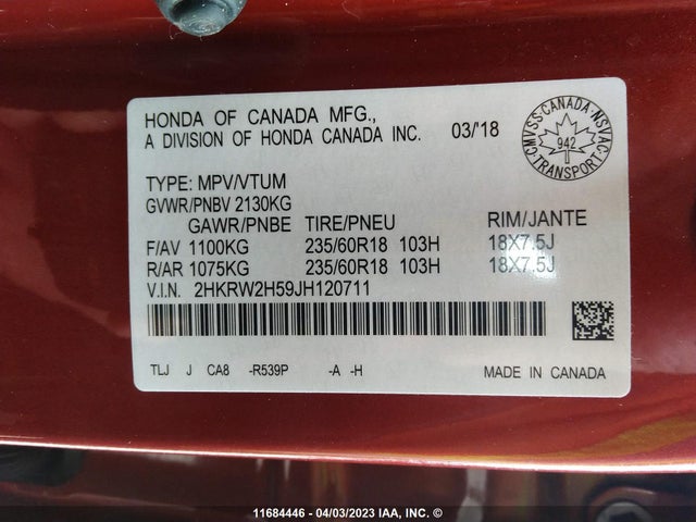 Honda CR-V EX 2018 2HKRW2H59JH120711 Image 9