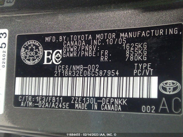 Toyota COROLLA 2006 2T1BR32E06C587954 Image 10