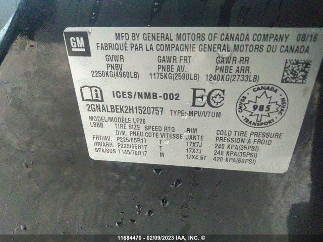 Chevrolet EQUINOX LS 2017 2GNALBEK2H1520757 Image 9