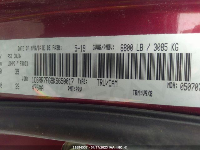 1C6RR7FG9KS650017 RAM 1500 Classic Tradesman