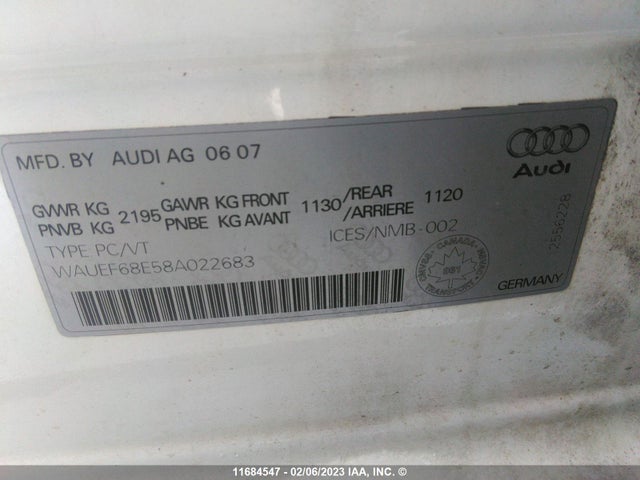 WAUEF68E58A022683 Audi A4 S-line 2.0t Quattro Turbo