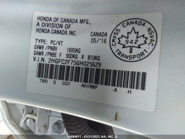 Honda Civic Sedan Ex 2016 2HGFC2F75GH025629 Image 9