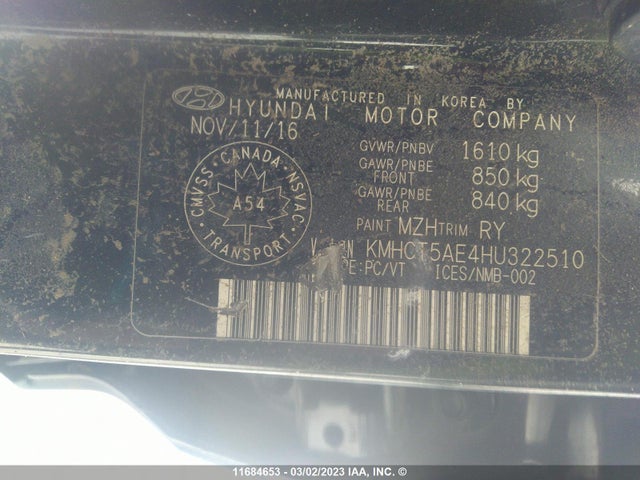 Hyundai ACCENT SE 2017 KMHCT5AE4HU322510 Image 10