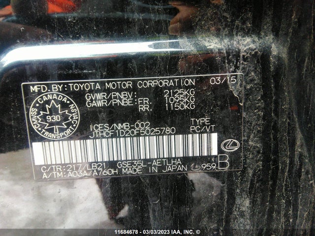 JTHCF1D20F5025780 Lexus IS 250