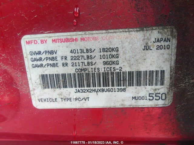 JA32X2HUXBU601398 Mitsubishi Lancer Es/es Sport
