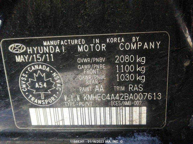 Hyundai SONATA HYBRID 2011 KMHEC4A42BA007613 Image 10