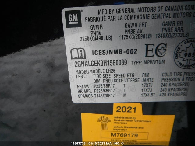 Chevrolet EQUINOX LT 2017 2GNALCEK0H1580039 Image 9