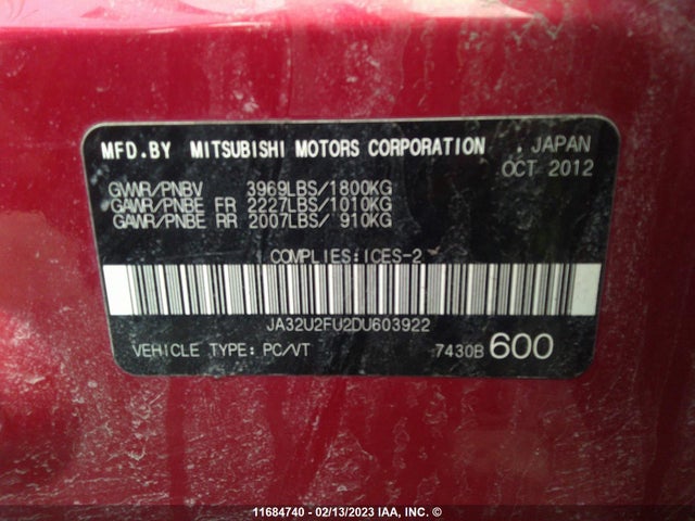JA32U2FU2DU603922 Mitsubishi Lancer Es/es Sport