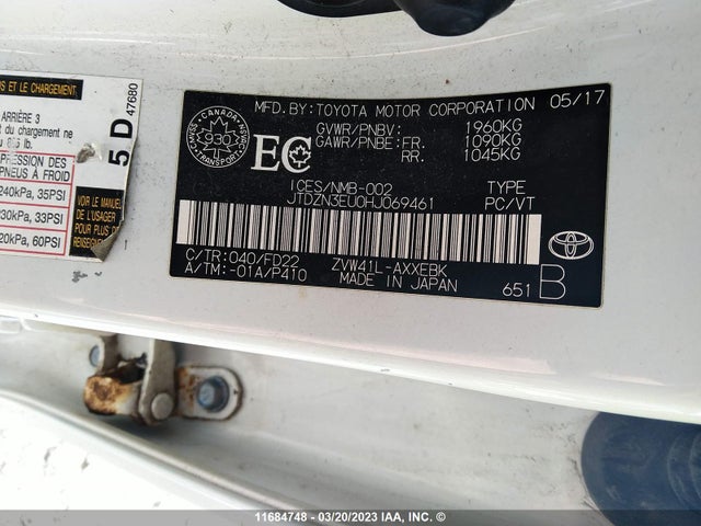 Toyota PRIUS V 2017 JTDZN3EU0HJ069461 Image 10