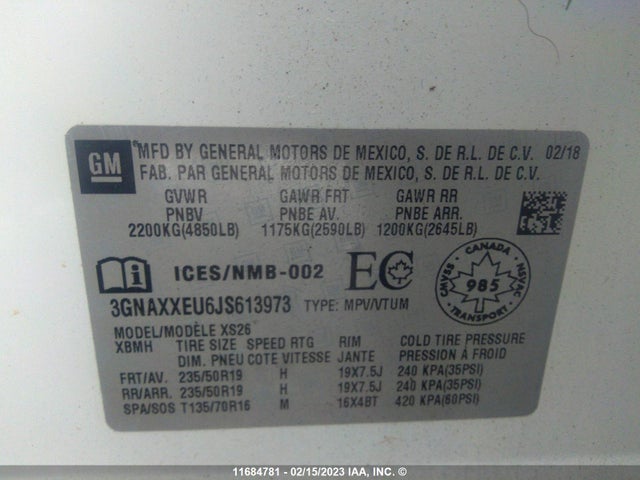 Chevrolet Equinox Premier 2018 3GNAXXEU6JS613973 Image 9
