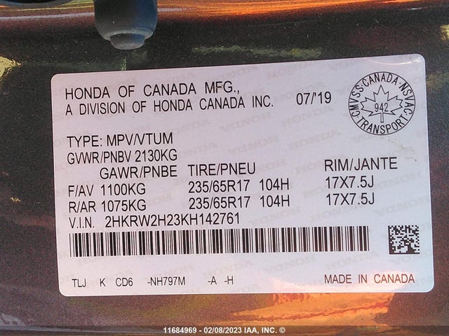 Honda CR-V LX 2019 2HKRW2H23KH142761 Image 9