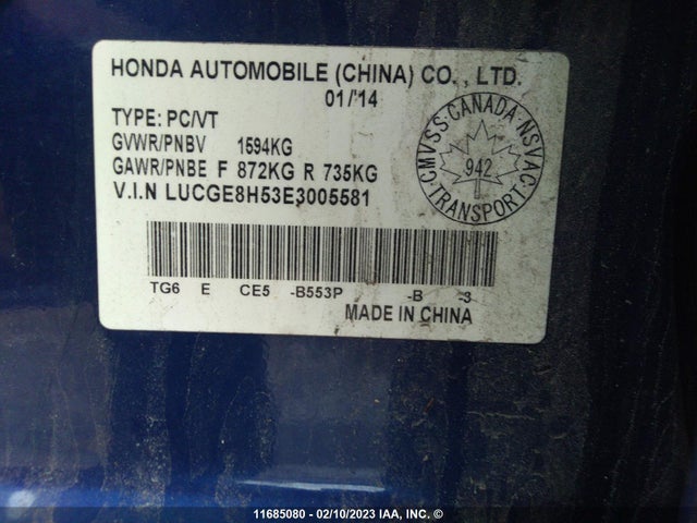 Honda FIT LX 2014 LUCGE8H53E3005581 Image 9