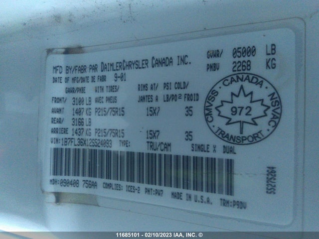 Dodge Dakota Sport/rt 2002 1B7FL36X12S524093 Image 10