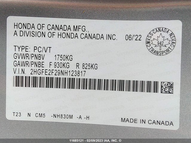 Honda Civic Lx 2022 2HGFE2F29NH123817 Image 10
