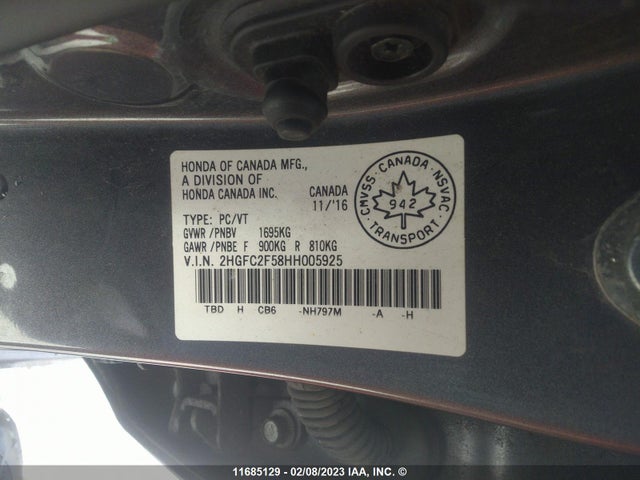 Honda Civic Lx 2017 2HGFC2F58HH005925 Image 9