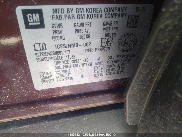 Chevrolet Trailblazer 2022 KL79MPS28NB017107 Image 9
