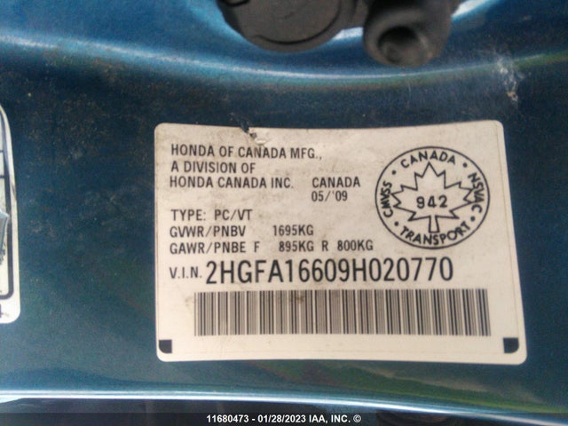 Honda Civic 2009 2HGFA16609H020770 Image 11