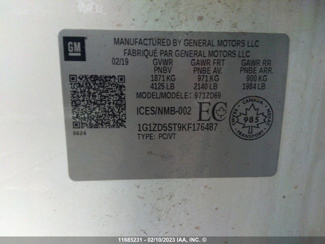 Chevrolet MALIBU LT 2019 1G1ZD5ST9KF176487 Image 9
