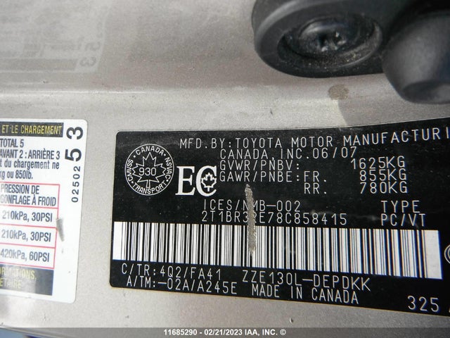 Aukcja sprzedaży 2008 Toyota Corolla Ce, vin: 2T1BR32E78C858415, numer aukcji: 11685290