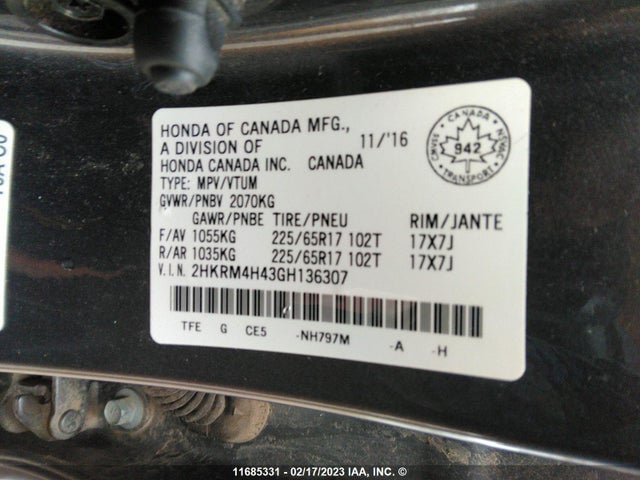 Honda CR-V SE 2016 2HKRM4H43GH136307 Image 9