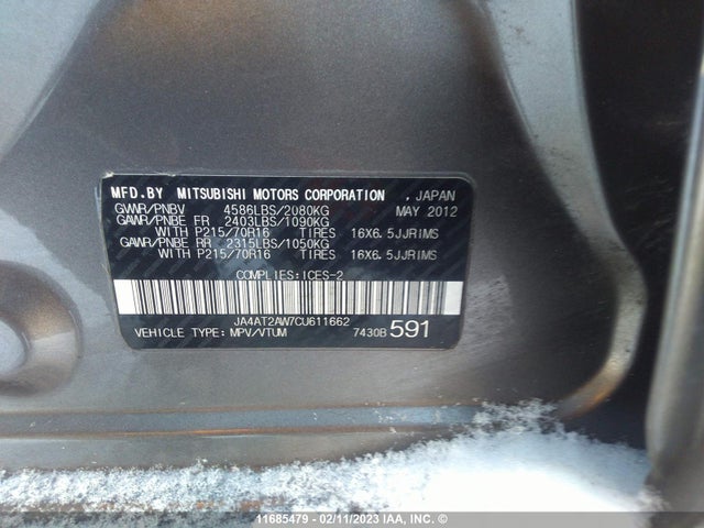 JA4AT2AW7CU611662 Mitsubishi Outlander Es