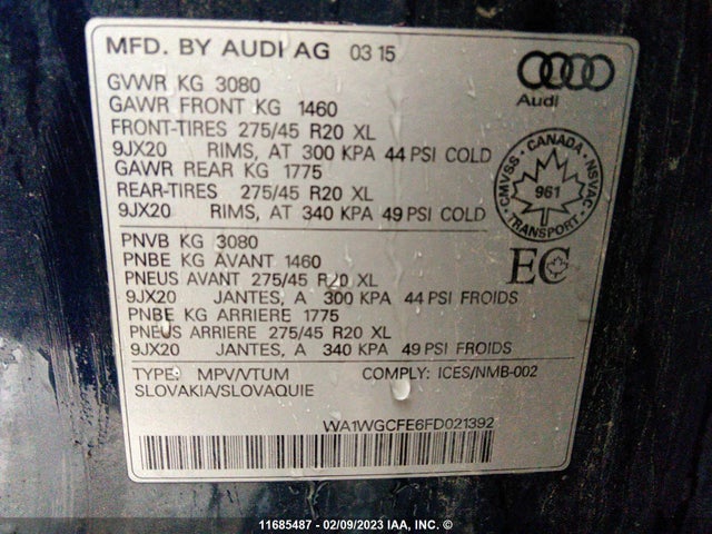 WA1WGCFE6FD021392 Audi Q7 Prestige