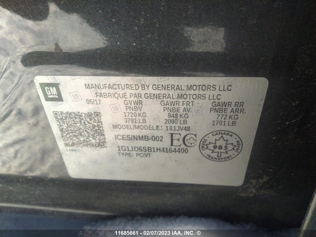 Chevrolet SONIC LT 2017 1G1JD6SB1H4164400 Image 10