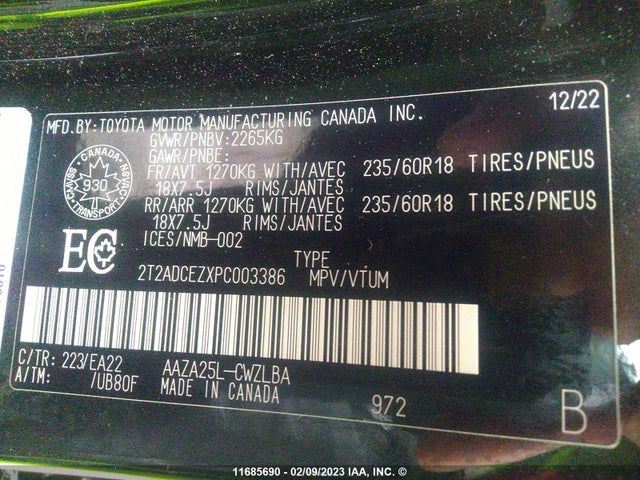 2T2ADCEZXPC003386 Lexus NX 250