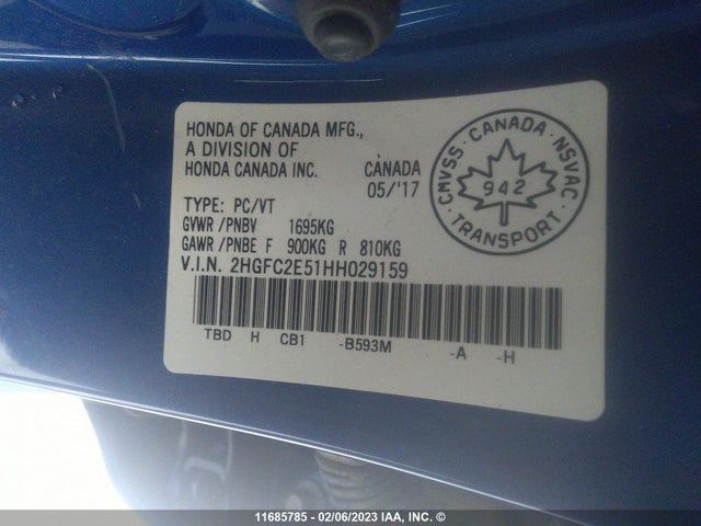 Honda Civic Lx 2017 2HGFC2E51HH029159 Image 9