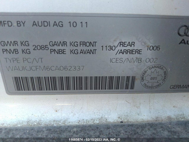 WAUKJCFM6CA062337 Audi A3 Premium Plus