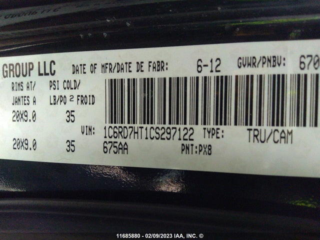 Dodge Ram 1500 Sport 2012 1C6RD7HT1CS297122 Image 10
