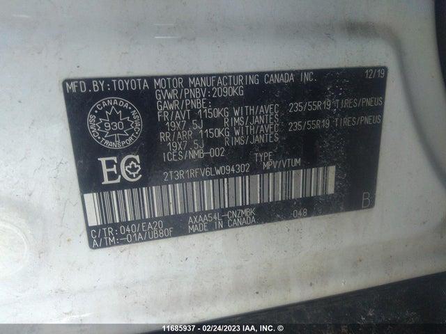 Toyota RAV4 2020 2T3R1RFV6LW094302 Image 10
