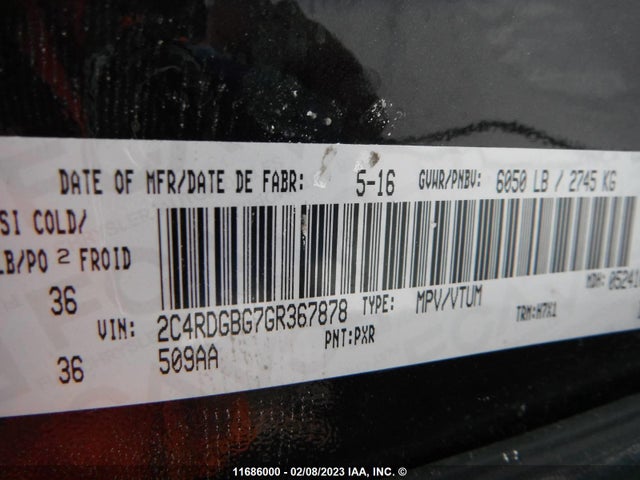 Dodge Grand Caravan Sxt 2016 2C4RDGBG7GR367878 Image 9