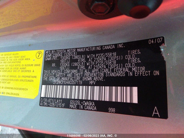 2T2HK31U48C057119 Lexus RX 350