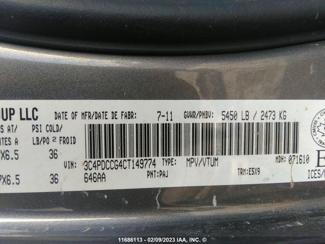 Dodge Journey Sxt 2012 3C4PDCCG4CT149774 Image 10