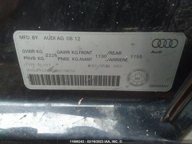 WAUFFCFL8DN019820 Audi A4 Premium Plus