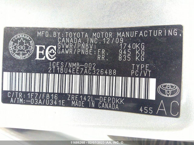 Toyota Corolla S/le/xle 2010 2T1BU4EE7AC326488 Image 10