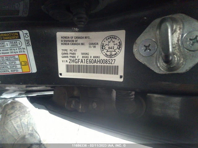 Honda Civic 2010 2HGFA1E60AH008527 Image 10