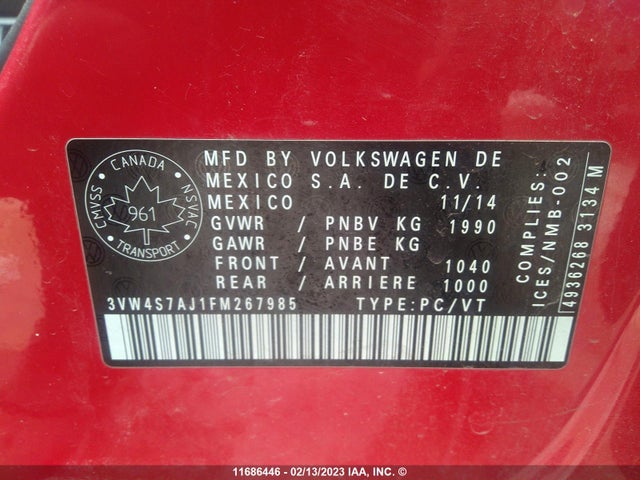 Volkswagen JETTA GLI 2015 3VW4S7AJ1FM267985 Image 10