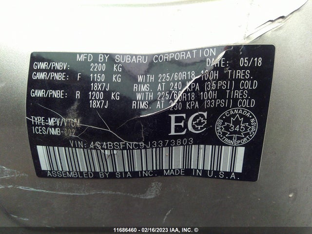 4S4BSFNC9J3373803 Subaru Outback 3.6r Limited