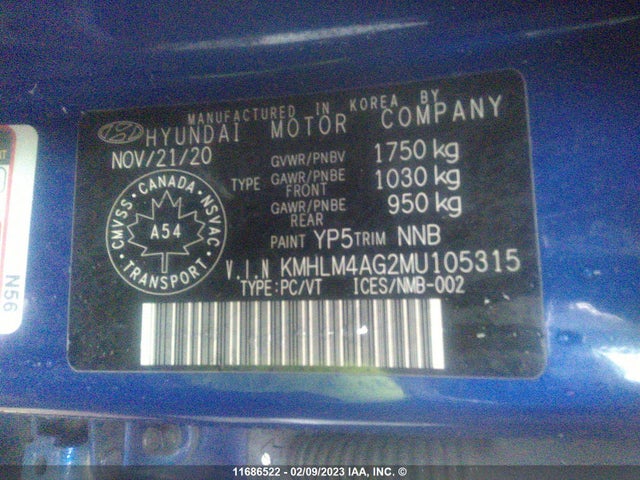 Hyundai ELANTRA SEL 2021 KMHLM4AG2MU105315 Image 10