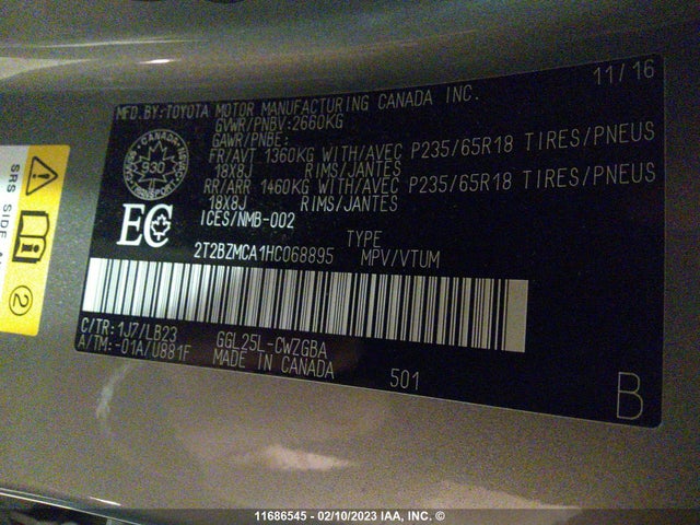 2T2BZMCA1HC068895 Lexus Rx 350/base/f Sport