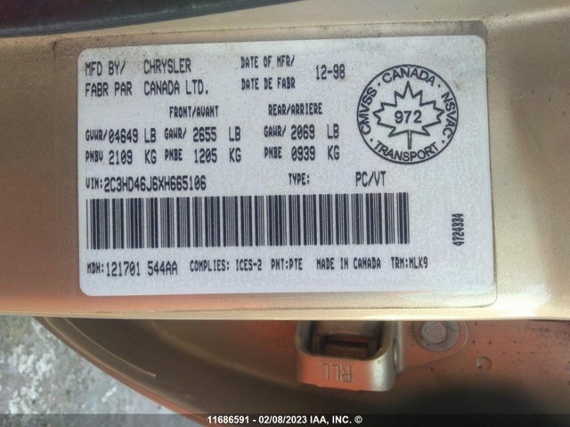 2C3HD46J6XH665106 Chrysler Concorde Lxi