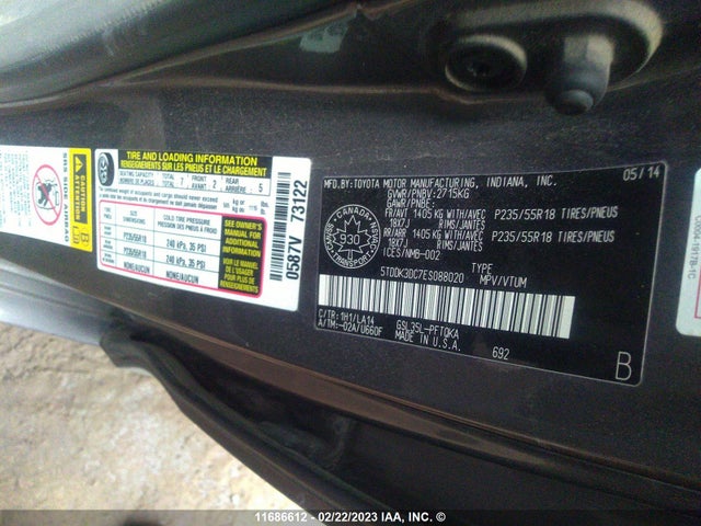 Toyota SIENNA 2014 5TDDK3DC7ES088020 Image 10