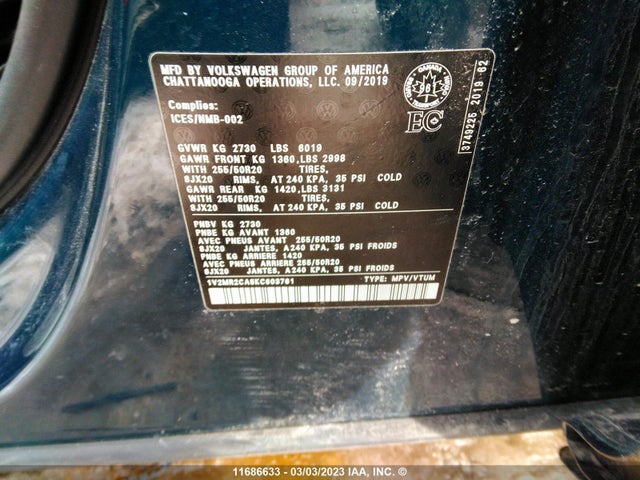 1V2MR2CA5KC603761 Volkswagen ATLAS