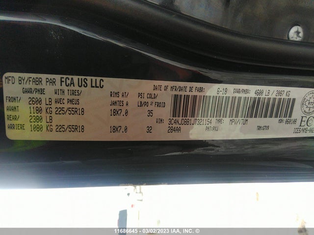 3C4NJDBB1JT321154 Jeep Compass Latitude